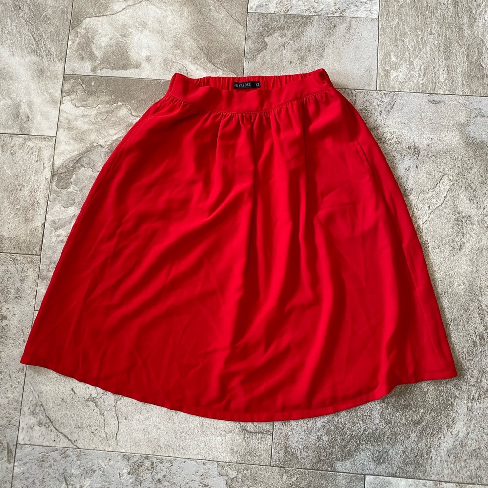 Red Knee Length Skirt